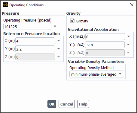 The Operating Conditions Dialog Box for Multiphase Flows