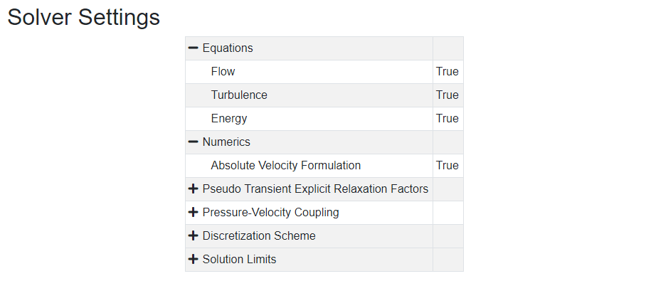 An Example of the Solver Settings Section