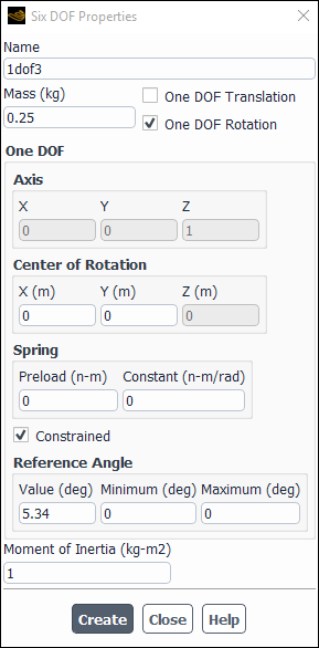 The Six DOF Properties Dialog Box