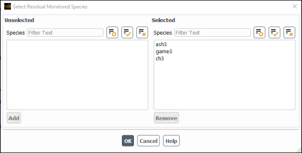 The Select Residual Monitored Species