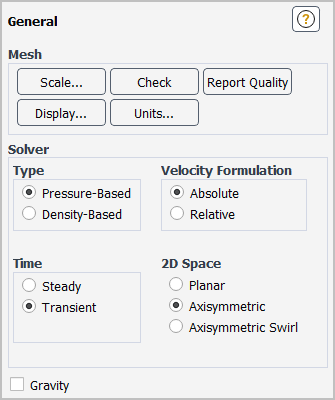 The General Task Page for a Transient Calculation