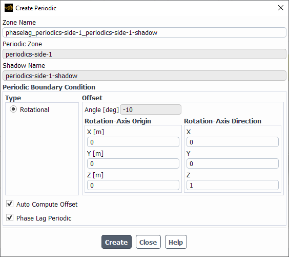 Create Periodic Dialog Box for a Phase-lag Interface