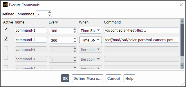 The Execute Commands Dialog Box