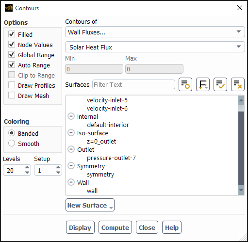 The Contours Dialog Box