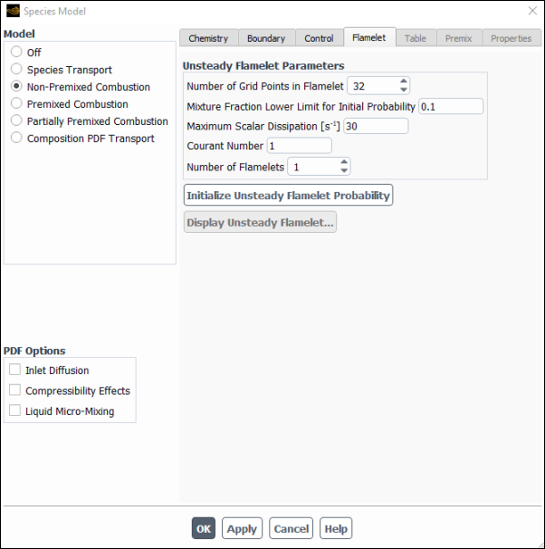 The Flamelet Tab for the Unsteady Diffusion Flamelet Model