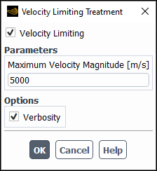 The Velocity Limiting Treatment Dialog Box