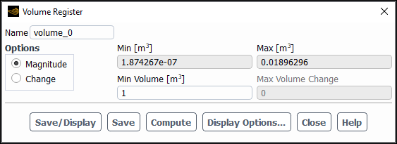 Volume Register Dialog Box