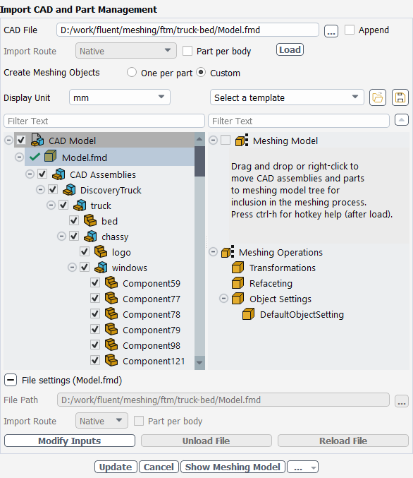 A CAD File Loaded into the CAD Model Tree