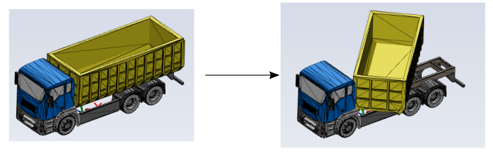 Transformation Example: Truck Bed Rotation of 45 Degrees With a Global Pivot in X About the Z Axis