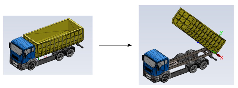 Transformation Example: Truck Bed Rotation of -45 Degrees About Local X Axis