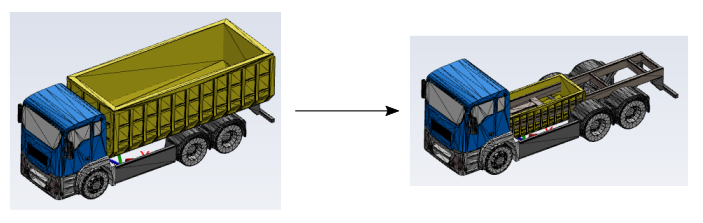 Transformation Example: Truck Bed Scaled by Half for Global X, Y, and Z