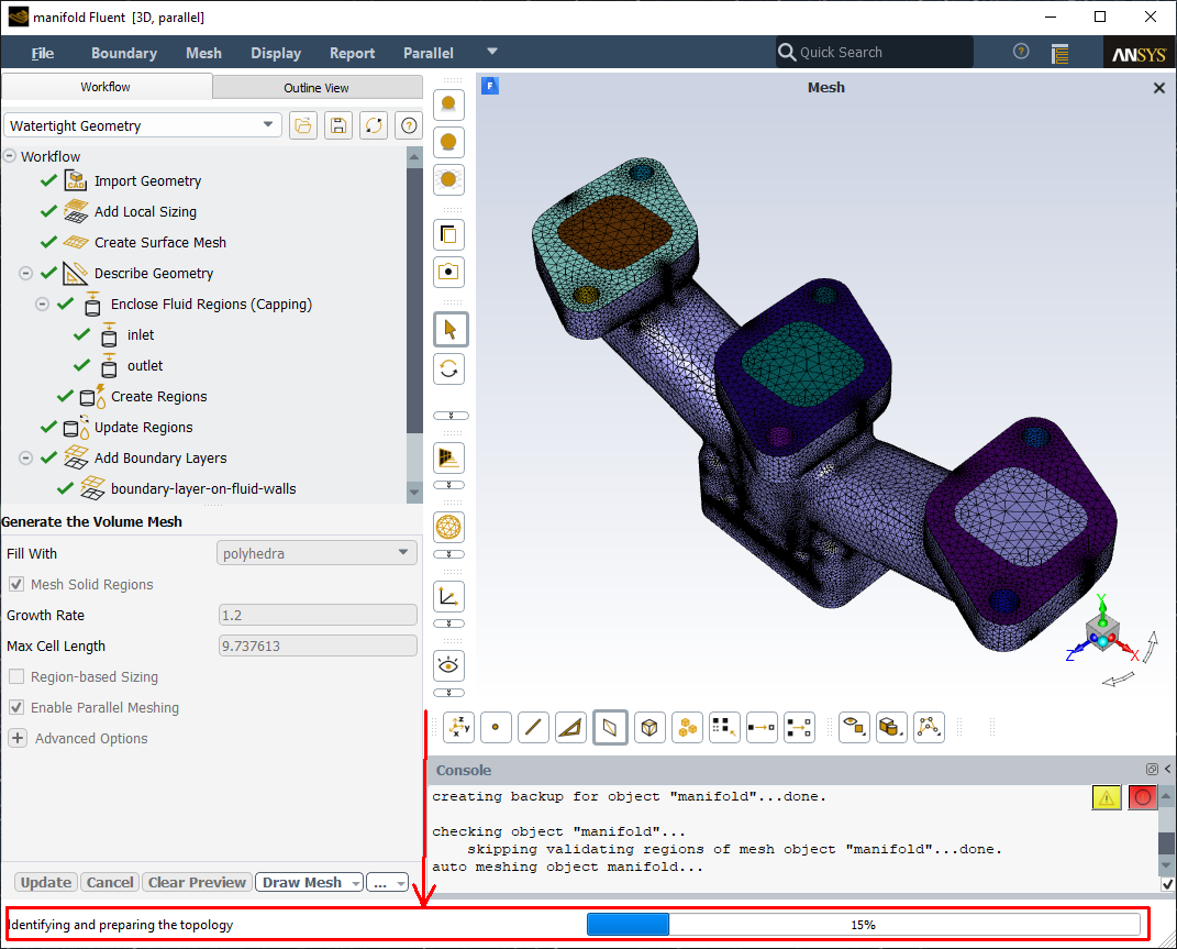 Messages and Progress Bar During Meshing Tasks