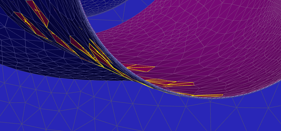 Example of a Self-Intersection: Local Mesh Size is Significantly Larger Than the Pipe Thickness