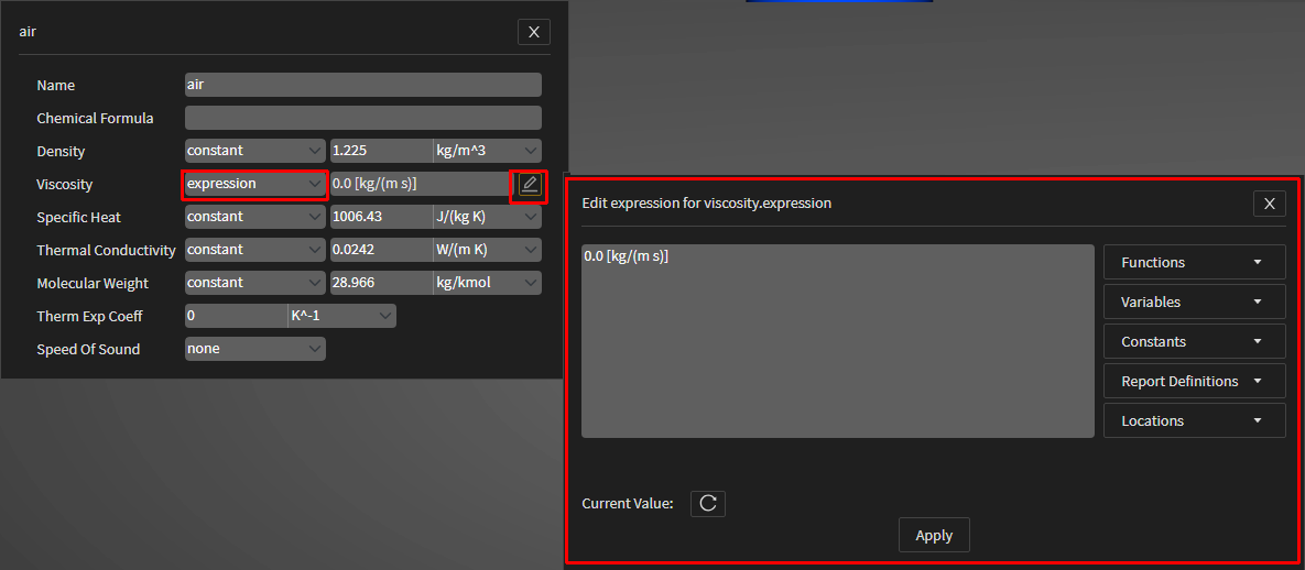 Using Expressions for Material Properties