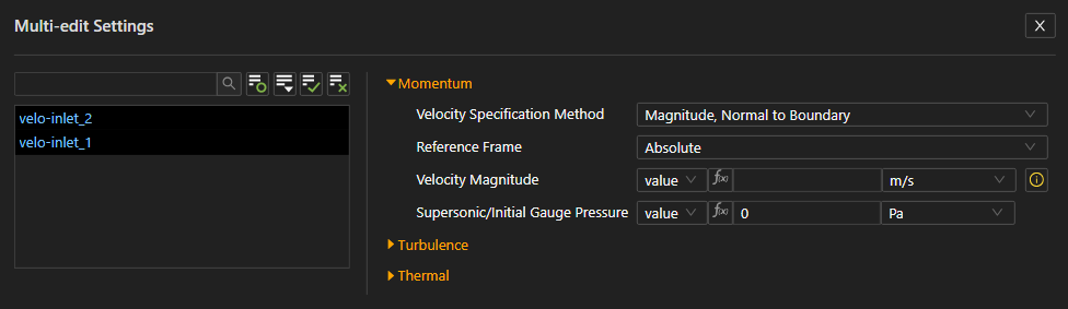 An Example of the Multi-Edit Settings Panel