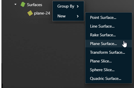 Using The Context Menu to Create Surfaces