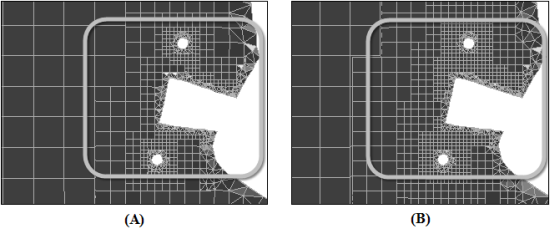 Hexcore Mesh Using (A) Buffer Layers = 1 (B) Buffer Layers = 2