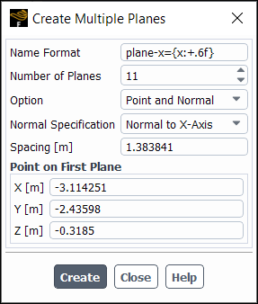 Create Multiple Planes Dialog Box