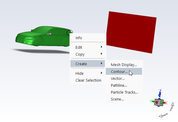 Creating a Contour Via the Context Menu