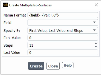 Create Multiple Iso-Surfaces Dialog Box