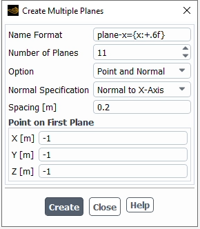 Create Multiple Planes Dialog Box