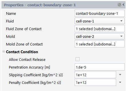 Contact Boundary Condition Properties