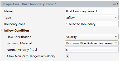 Inflow Fluid Boundary Properties