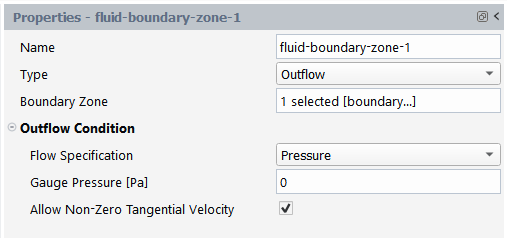 Outflow Fluid Boundary Properties