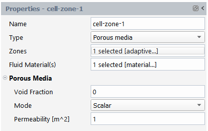 Porous Media Cell Zone Properties