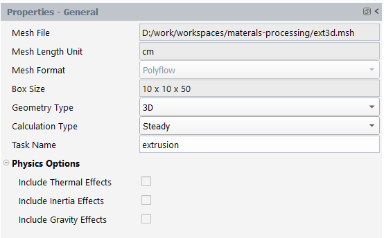 General Simulation Properties