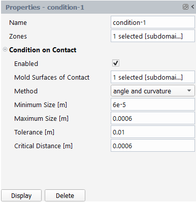 Contact Condition Properties of Adaptive Meshing Based on Angle and Curvature