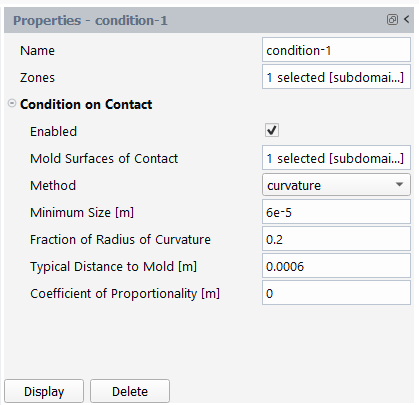 Contact Condition Properties of Adaptive Meshing Based on Curvature