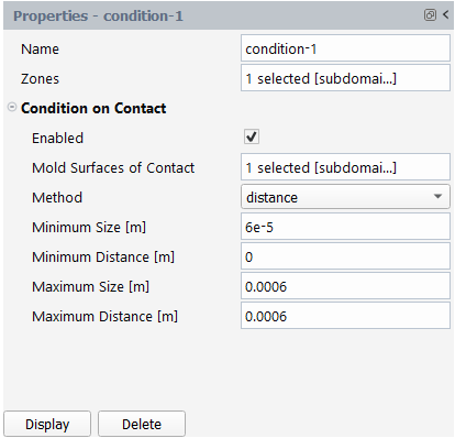 Contact Condition Properties of Adaptive Meshing Based on Distance