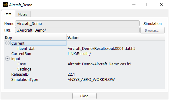 Project Metadata, Detail Showing Portion of aircraft_demo Simulation Folder