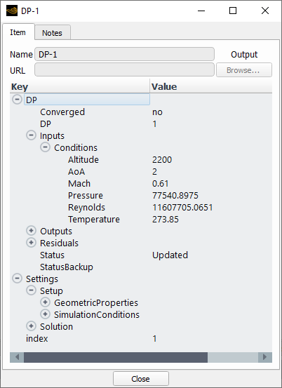 Project Metadata, Detail Showing Portion of Input Conditions of the DP-1 Folder