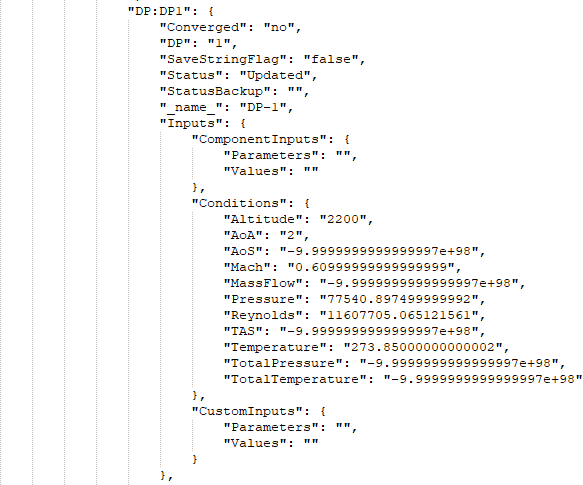 run.settings File, Detail Showing Portion of Input Conditions of the DP-1 Folder