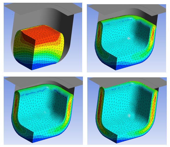 Time Evolution of the Glass Blob With Contours of Velocity