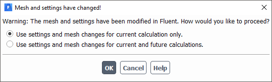 The Mesh and settings have changed! Dialog Box