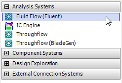 Selecting the Fluid Flow (Fluent) Analysis System in Workbench