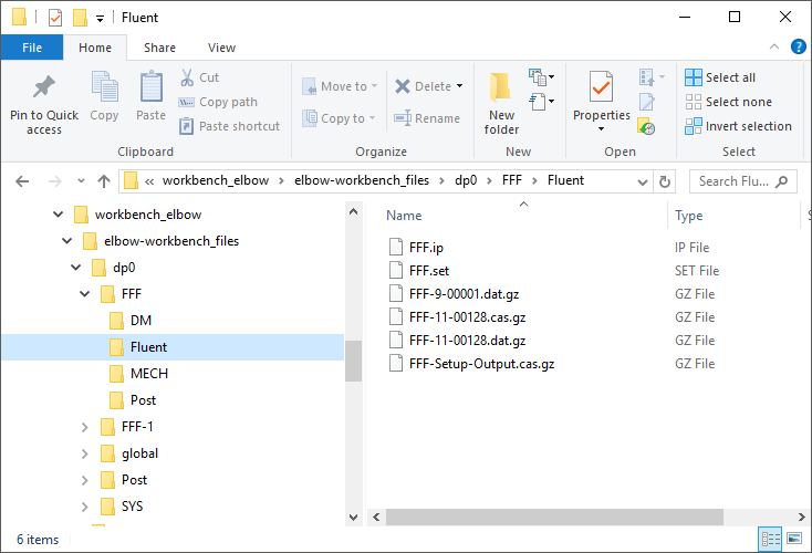 Example of the Directory Structure for a Fluent-Based Project in Workbench