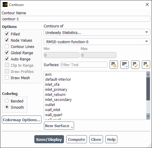 The Contours Dialog Box