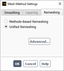 The Remeshing Tab of the Mesh Methods Settings Dialog Box