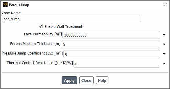 The Porous Jump Dialog Box