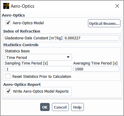 The Aero-Optics Dialog Box