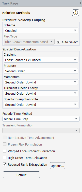 The Solution Methods Task Page