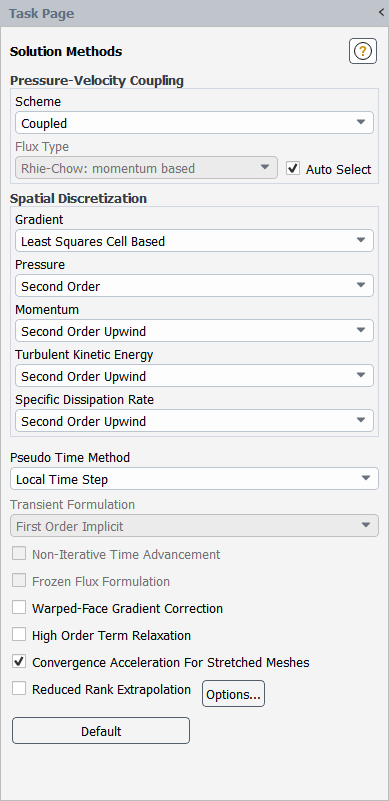 The Solution Methods Task Page