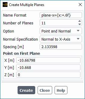 Create Multiple Planes Dialog Box