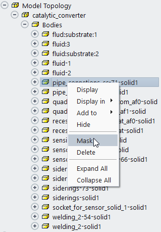 Masking a Body in the Model Topology Branch