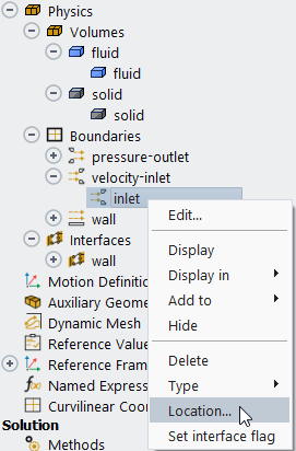 Setting a Location in the Physics Branch