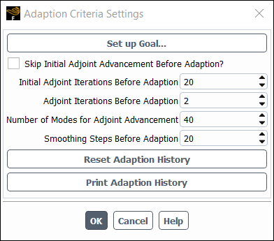 The Adaption Criteria Settings Dialog Box